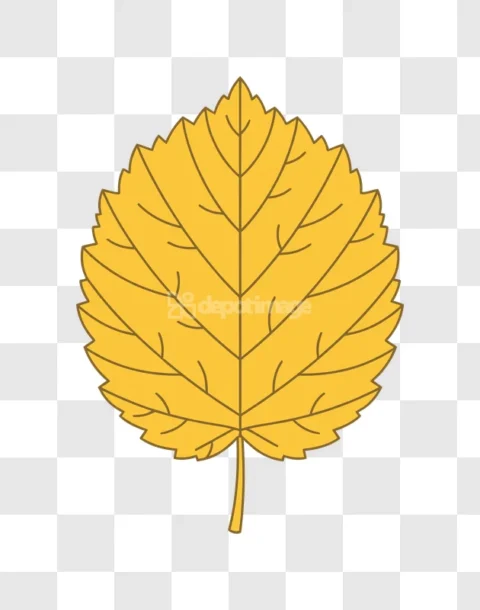 Autumn Leaf Vector Golden Yellow Flat Design