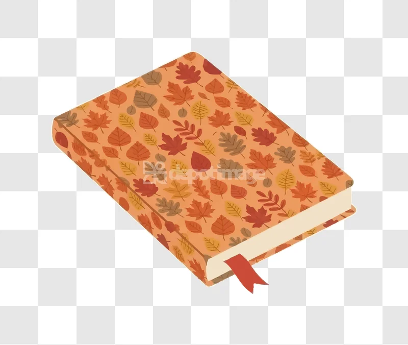 Autumn Leaves Pattern Book Red Bookmark flat graphic transparent background