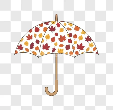 Autumn Leaves Pattern Umbrella Vector