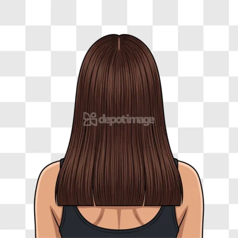 Back View Woman Brown Hair Straight
