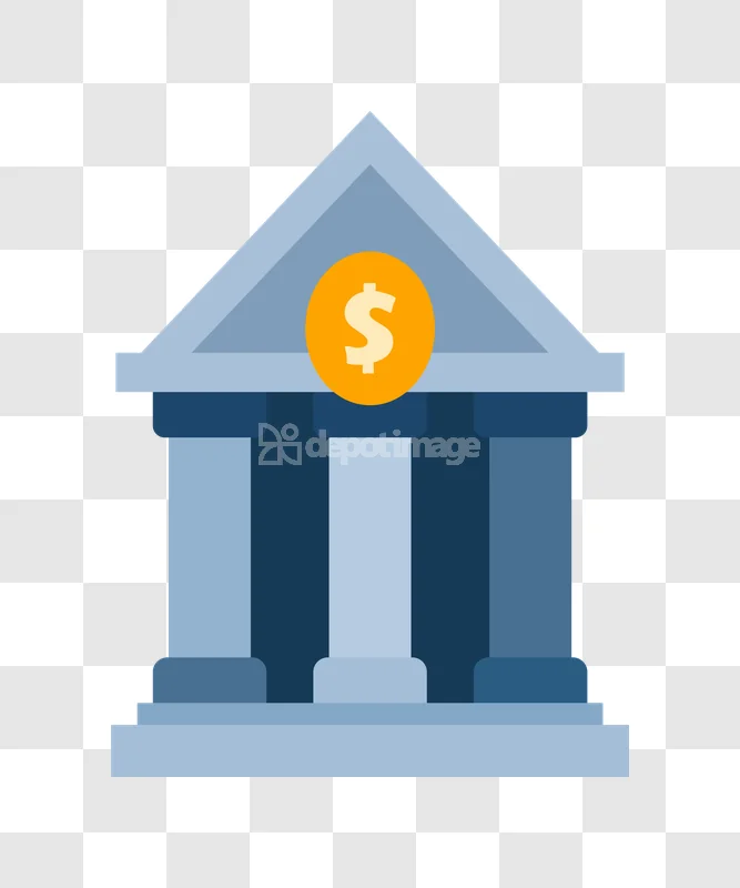 Bank Building Icon Dollar Sign Financial Asset