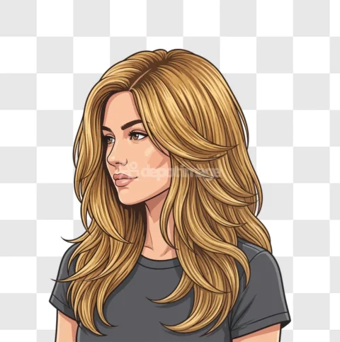 Beautiful Blonde Woman Casual Drawing Vector