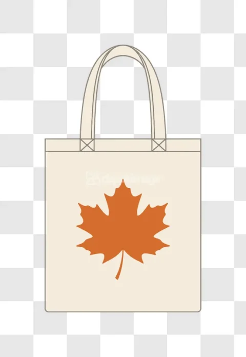 Beige Tote Bag Orange Maple Leaf Vector