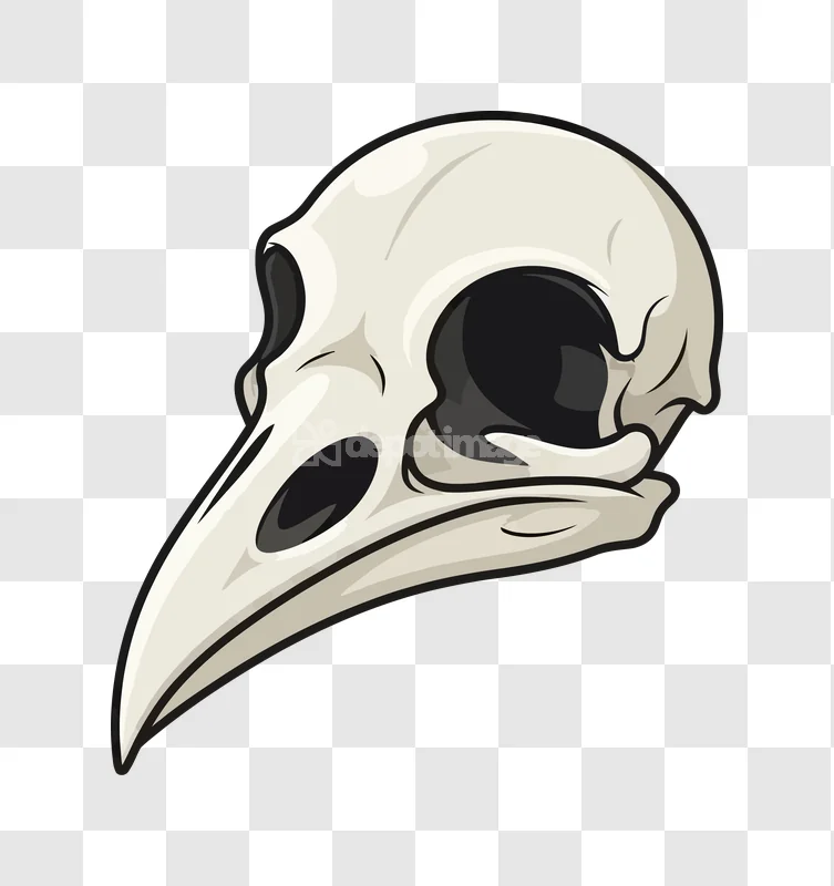 Bird Skull Halloween Creepy Dead Bone Head stylized illustration transparent background