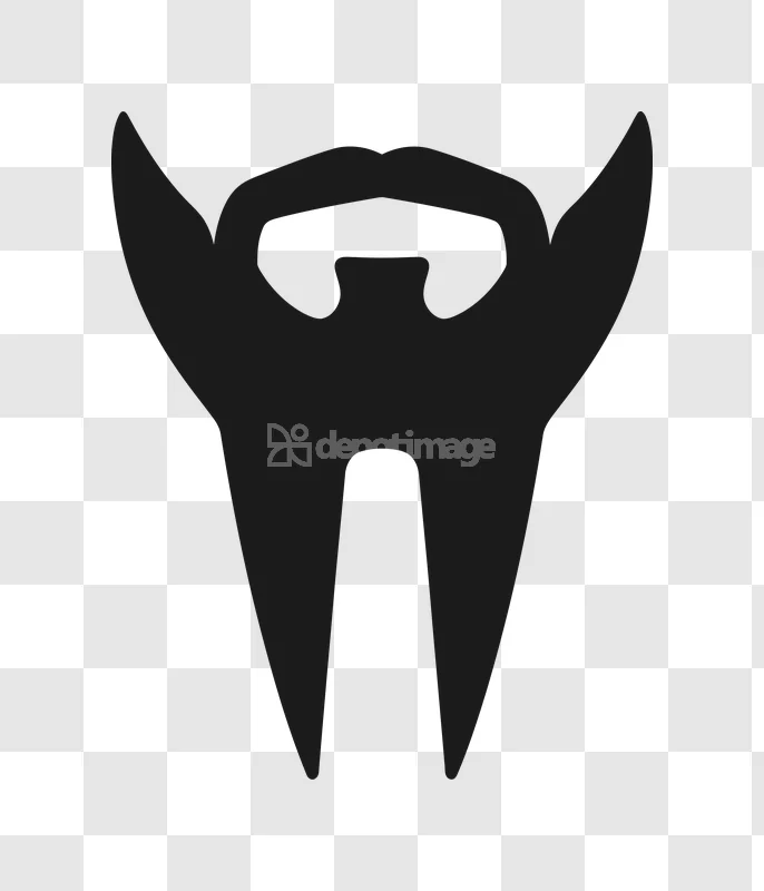 Black Beard Mustache Goatee Icon Design: dark, flat, stylized silhouette