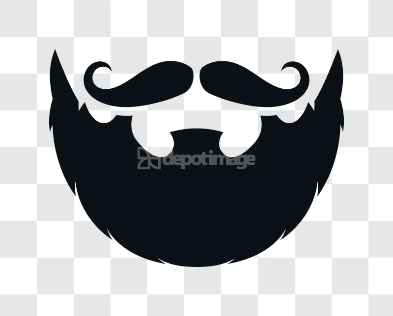 Black Beard Mustache Style Classic Mens dark silhouette, classic style, clean lines
