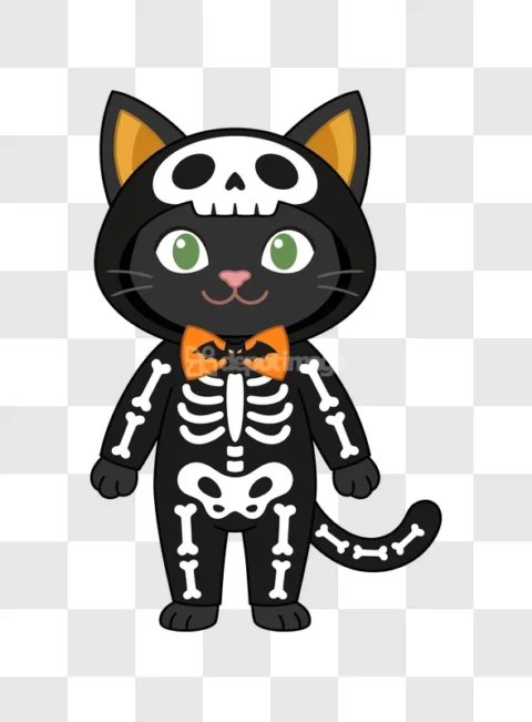 Black Cat Skeleton Halloween Costume Cute