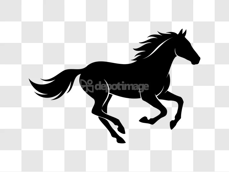 Black Horse Galloping Silhouette Running black silhouette transparent background