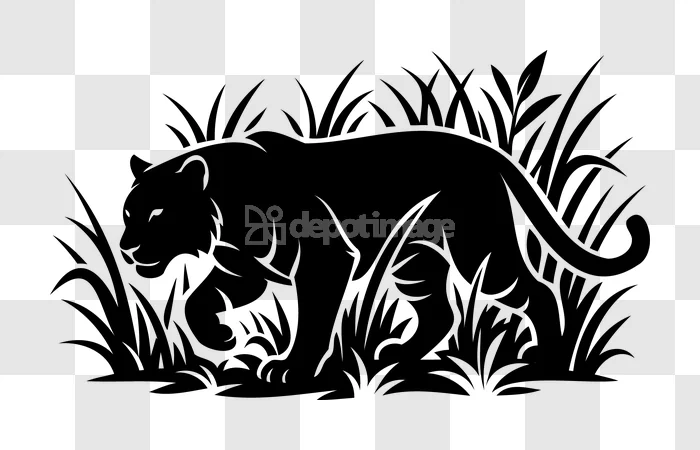 Black Panther Jungle Stalking Silhouette