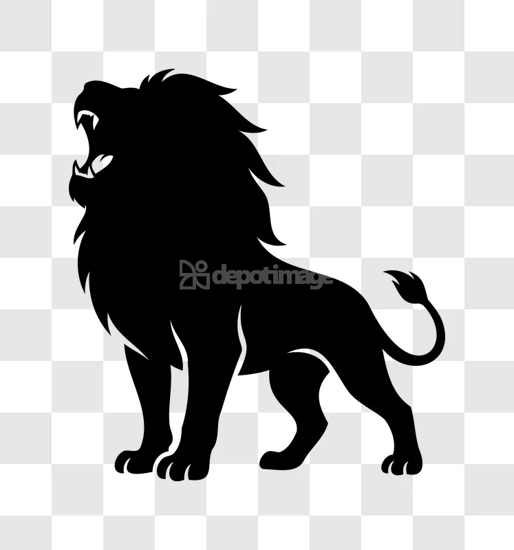 Black Roaring Lion Graphic Illustration