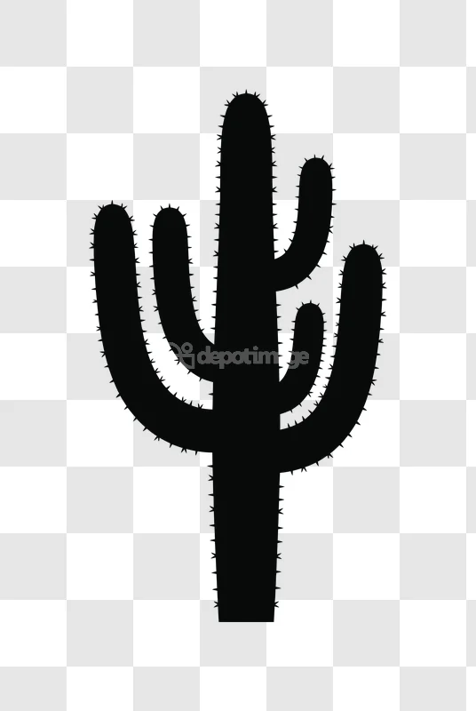 Black Saguaro Cactus Desert Plant Icon