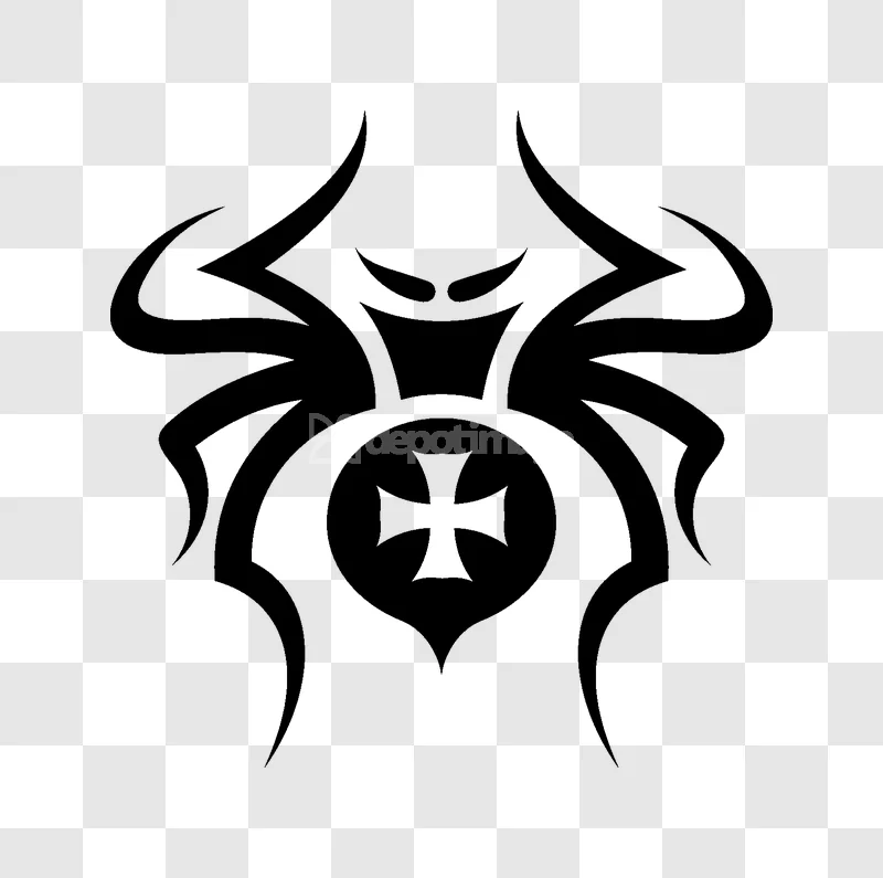 Black Spider Tribal Tattoo Design Maltese Cross black transparent background