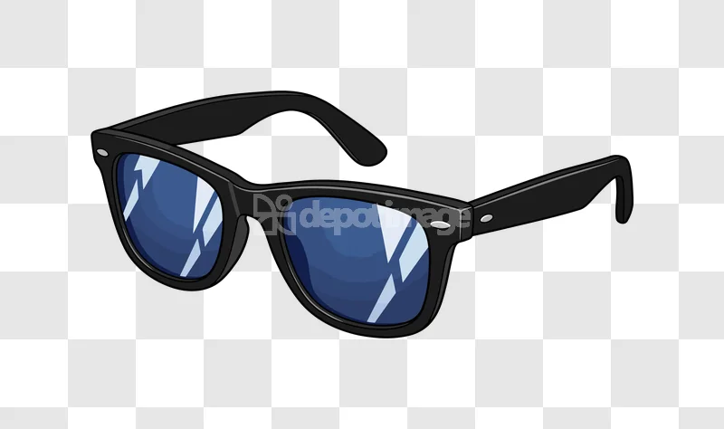 Black Sunglasses Blue Lenses Cool Style, dark frame, reflective blue, modern design