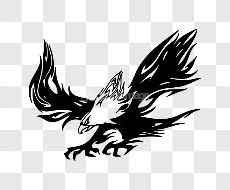 Black Tribal Eagle Flying Talons Outstretched