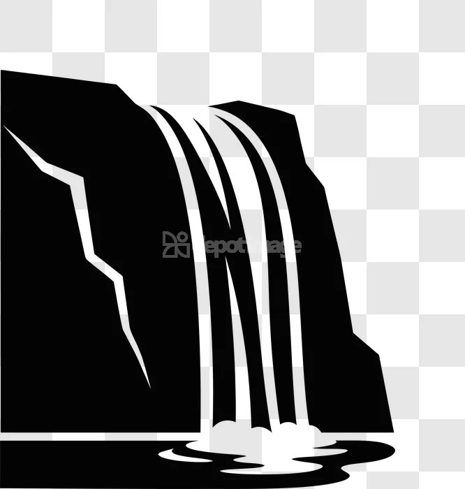Black Waterfall Mountain Icon