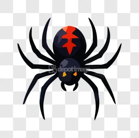 Black Widow Spider Cartoon Vector Art