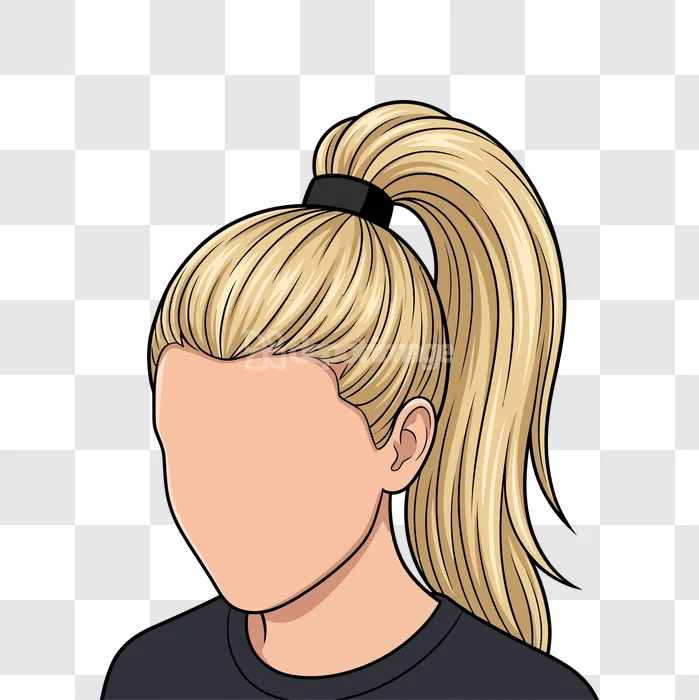 Blonde Hair Ponytail Faceless Woman Cartoon: cartoon, blonde, ponytail, black background