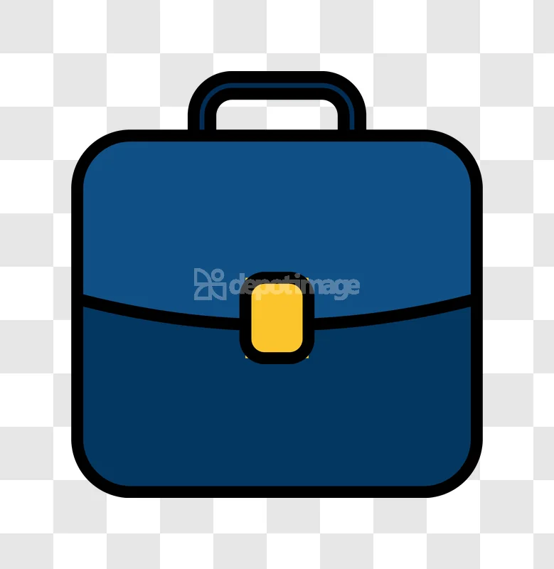 Blue Briefcase Business Bag Financial Icon flat dark blue yellow clasp