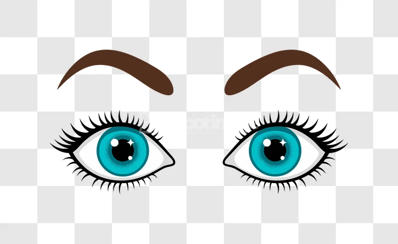 Blue Eyes Eyebrows Looking Sideways, cartoon, blue, brown, transparent