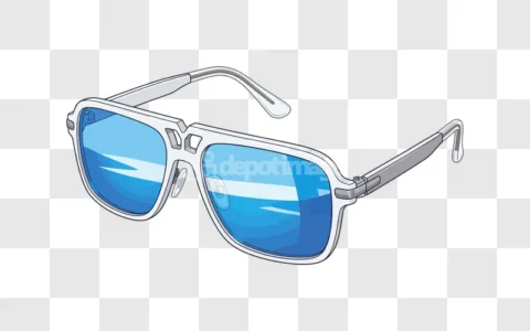 Blue Lens Stylish Sunglasses White Frame