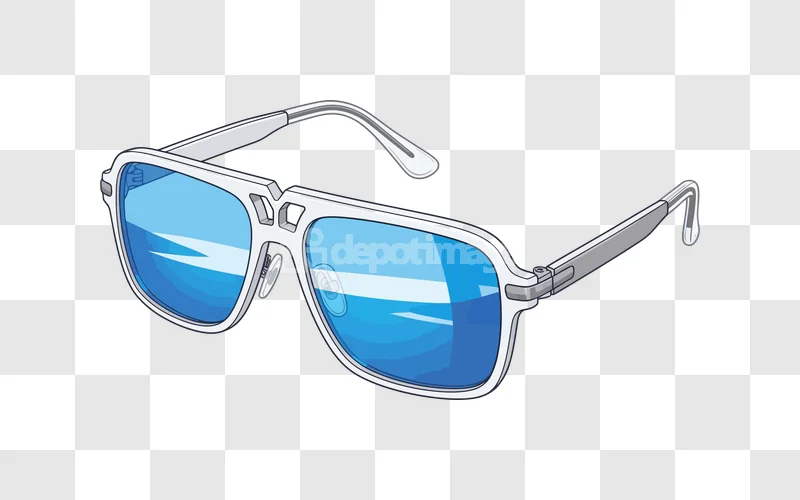 Blue Lens Stylish Sunglasses White Frame with bright blue lenses and thick white frames.