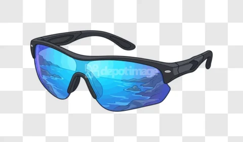 Blue Mirrored Sport Sunglasses Reflection