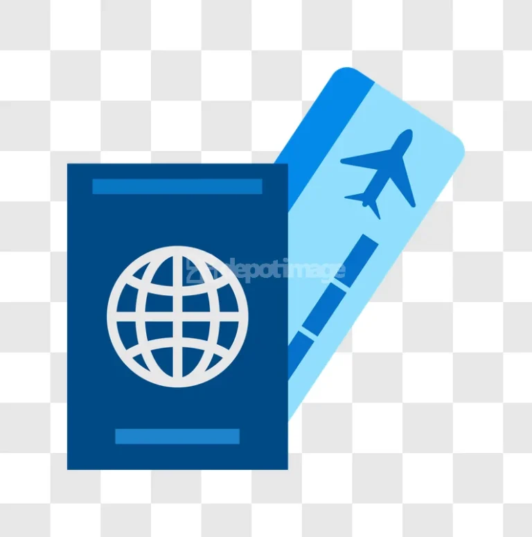 Blue Passport Plane Ticket Travel Icon