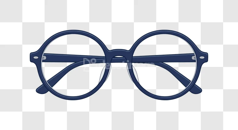 Blue Round Prescription Glasses Spectacles Optics, dark blue round frames, transparent background