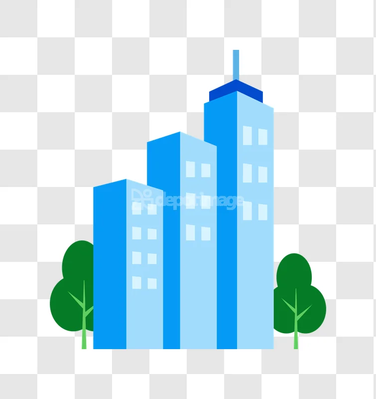 Blue Skyscraper Buildings City Icon