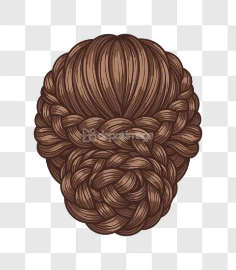 Braided Hair Bun Hairstyle Brown Color