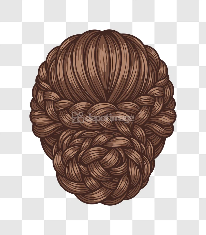 Braided Hair Bun Hairstyle Brown Color, intricately woven brown hair bun