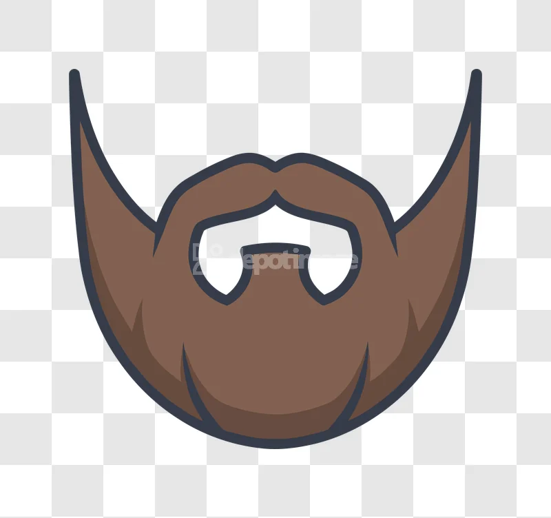 Brown Beard Icon Cartoon Style Illustration, cartoon style, brown color, dark outline