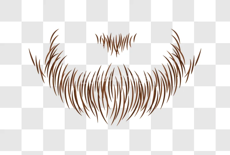 Brown Beard Mustache Facial Hair Design, stylized brown hair, transparent background