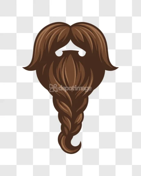 Brown Braided Beard Mustache Hair Long