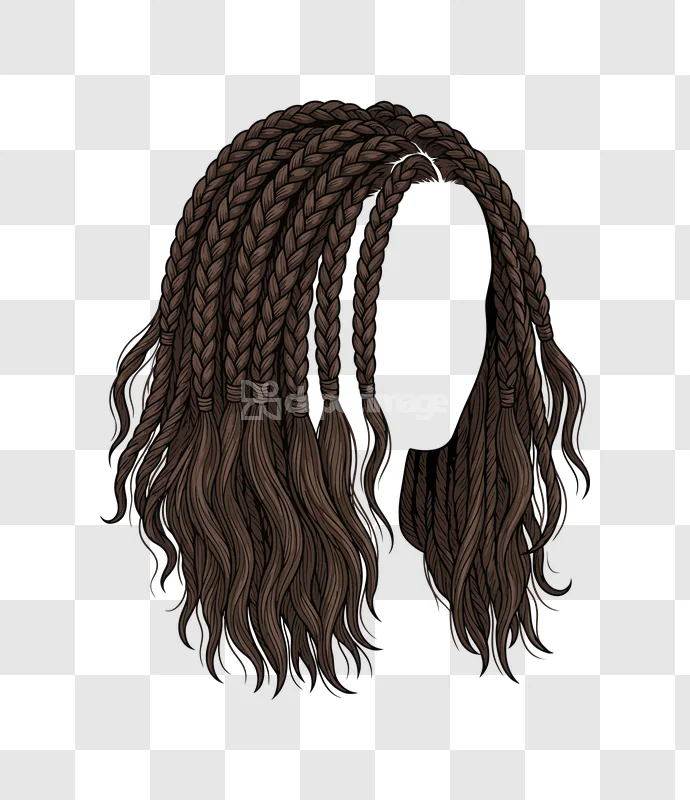 Brown Braided Hair Style Realistic, realistic long brown braids, wavy ends