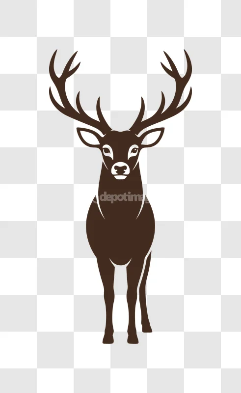 Brown Deer Stag Vector Illustration flat art black background