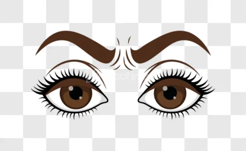 Brown Eyes Eyebrows Frowning Expression