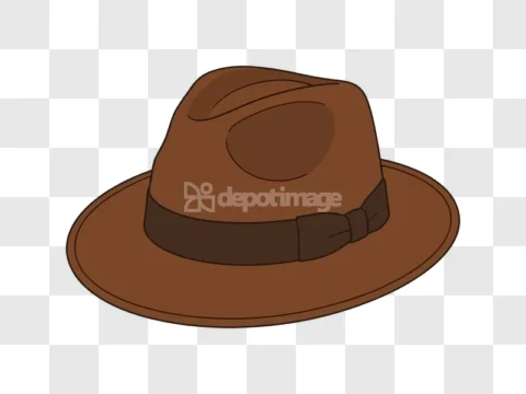 Brown Fedora Hat Vector Cartoon