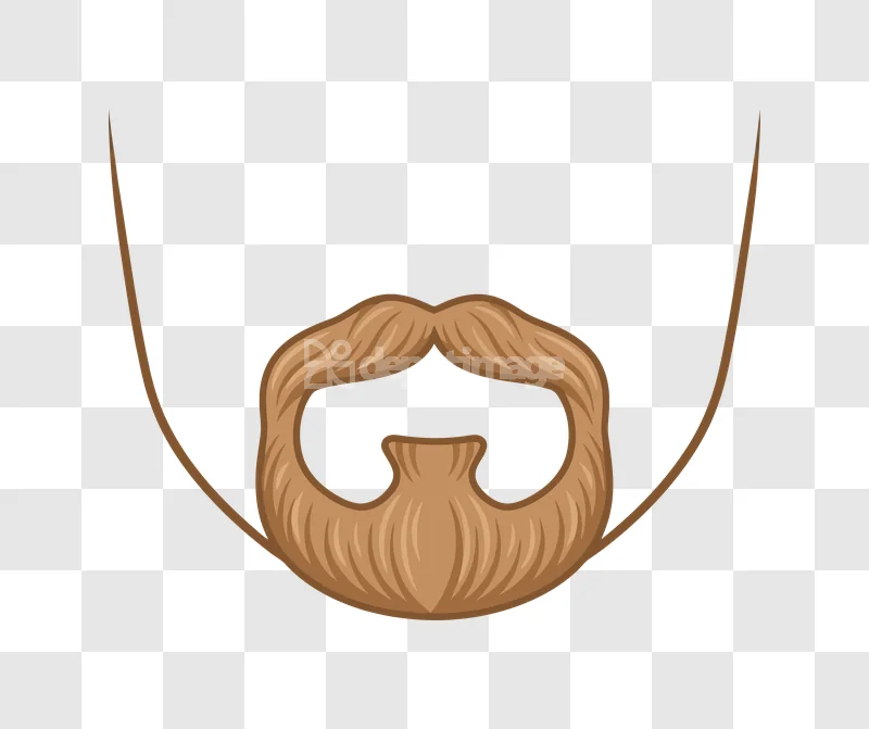 Brown Ginger Beard Mustache Goatee Funny: cartoon-style, light brown facial hair, black background.