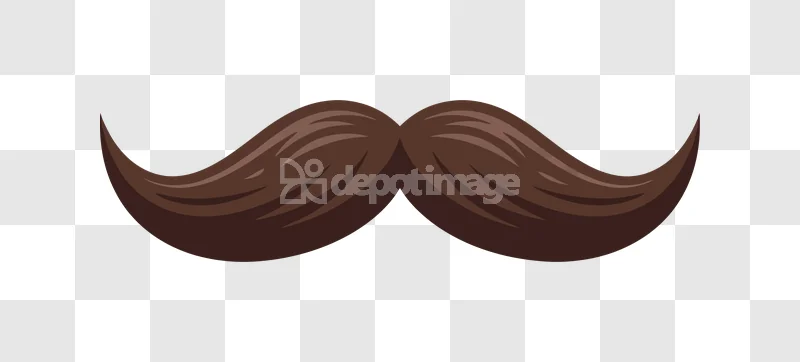 Brown Mustache Wavy Hair Fashion Style, dark brown cartoon wavy mustache