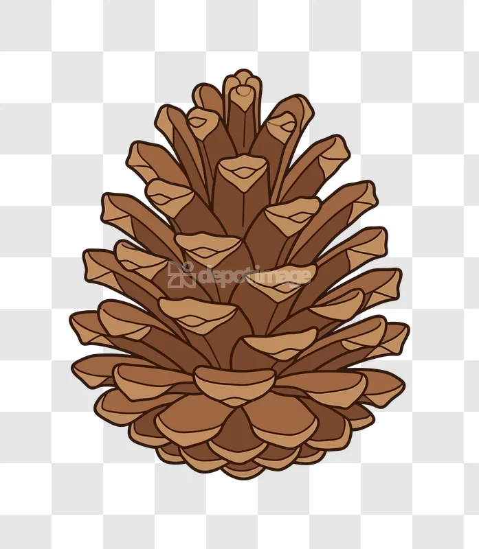 Brown Pinecone Nature Vector Art stylized illustration transparent background