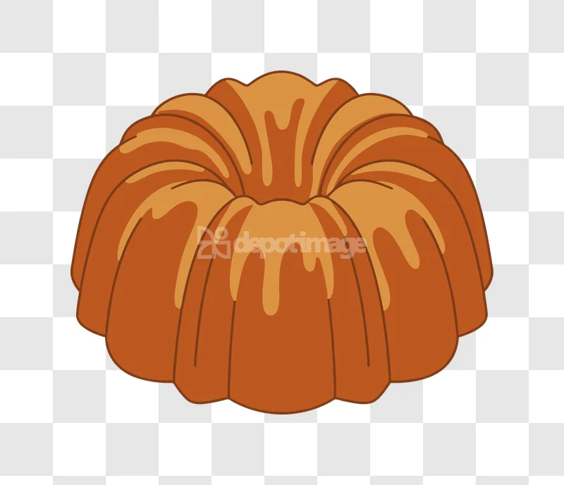 Bundt Cake Vector Cartoon Glazed cartoon style transparent background