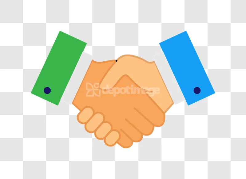 Business Deal Agreement Handshake Partners flat cartoon style transparent background