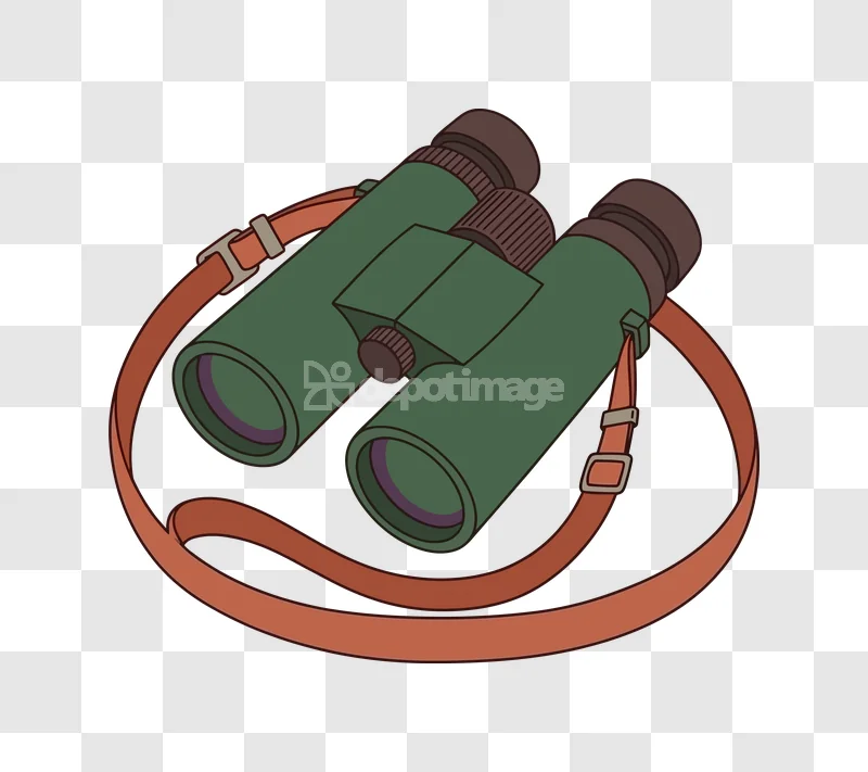 Cartoon Binocular Brown Strap Vector Art green binoculars brown strap transparent