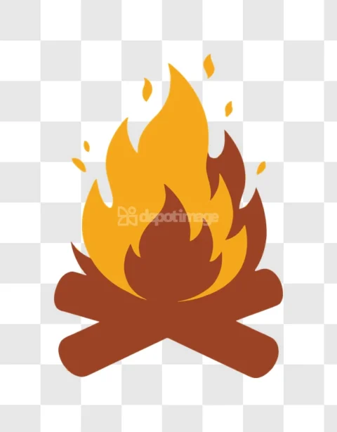 Cartoon Campfire Burning Wood Flat Design