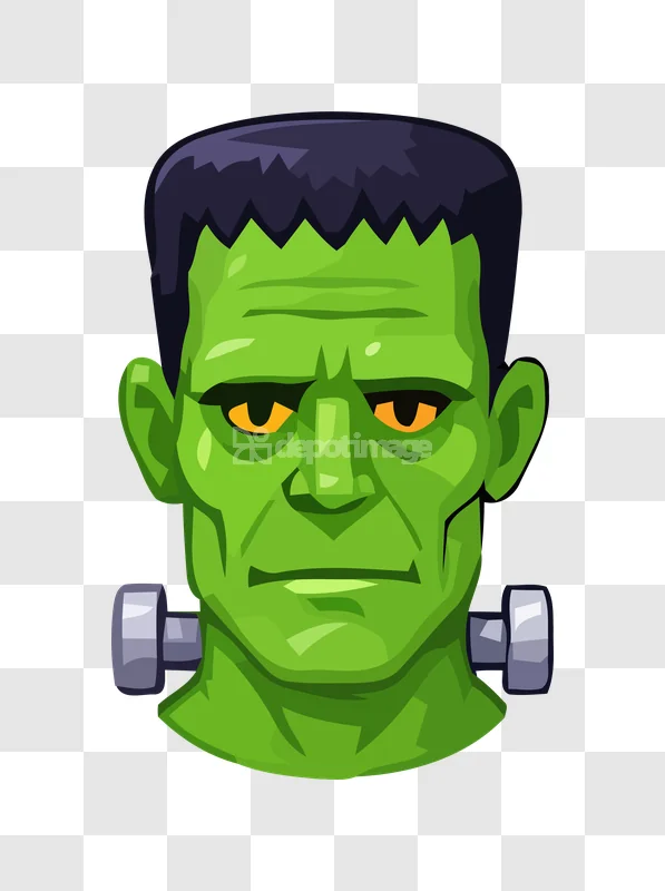 Cartoon Frankestein Monster Head Vector Halloween green monster head black hair