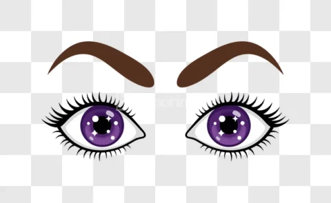 Cartoon Purple Eyes Eyebrows Looking Sideways