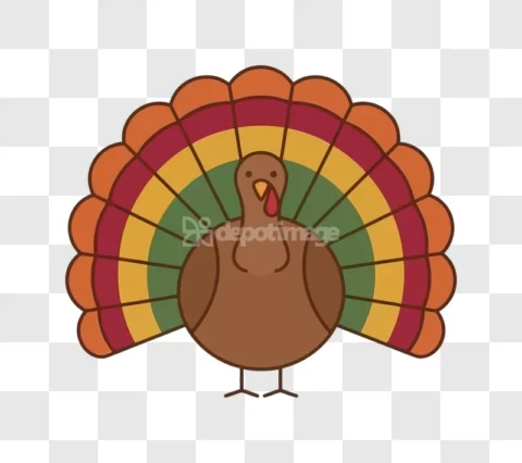 Cartoon Turkey Illustration Colorful Feathers