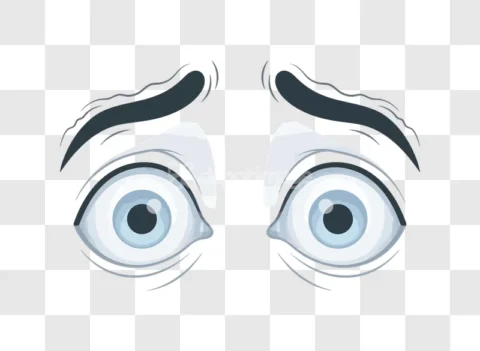 Cartoon Wide Scared Eyes Brows Comic