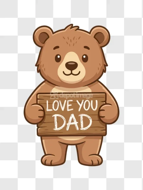 Chibi Bear Love You Dad Sign Cute